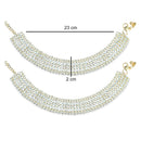 Etnico Traditional Alloy Gold Plated Kundan Pearl Payal Anklet for Women (A046W)