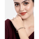 Etnico Rose Gold Plated Cubic Zirconia Bracelet Jewellery for Women & Girls (ADB189G)