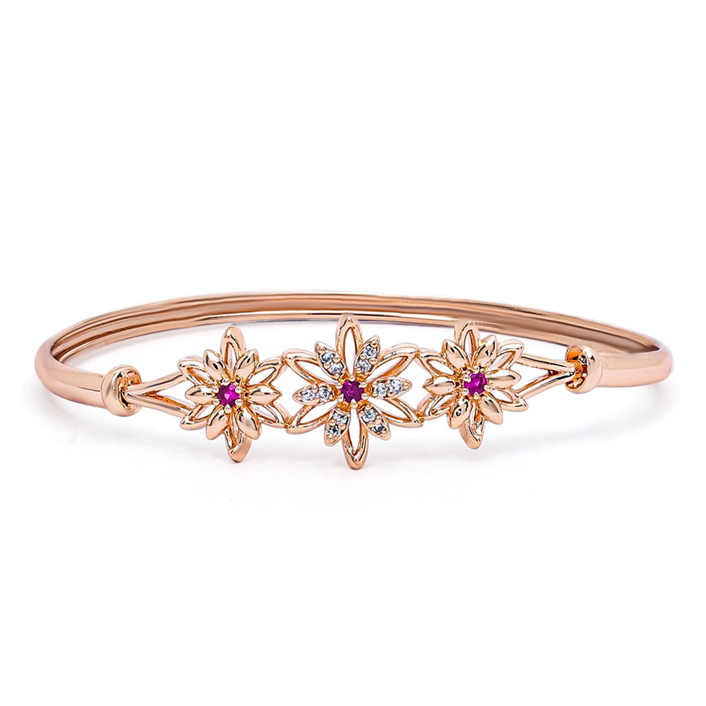 Etnico Rose Gold Plated Cubic Zirconia Bracelet Jewellery for Women & Girls (ADB191Q)