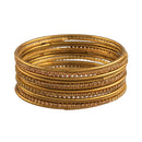 Etnico Gold Plated Traditional Pink Velvet Chuda Bangle Set With Pearl Kada (ADB315Pi-a) (Pack of 1)