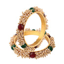 Etnico Gold Plated Traditional Pearl Beaded Bangle Set For Women (ADB319W-a) (Pack of 2)