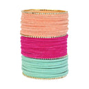 Etnico 18K Gorgeous Traditional Multi Color Plain Metal Velvet Chuda Bangle Set for Women & Girls (ADB329-a) (Set of 48 )