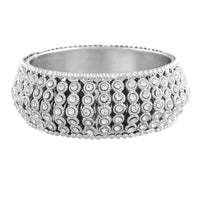 Etnico Silver Plated Intricately Handcrafted Kada Embellished with Stones For Women (ADB425S-a) (Pack of 1)