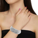 Etnico Silver Plated Intricately Handcrafted Kada Embellished with Stones For Women (ADB425S-a) (Pack of 1)