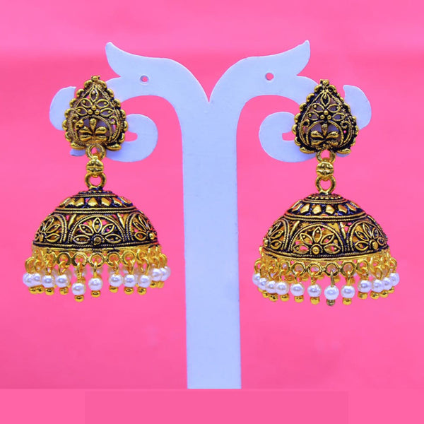 Mahavir Gold Plated White Pearl Jhumki Earrings - AI JUMKHI 1637