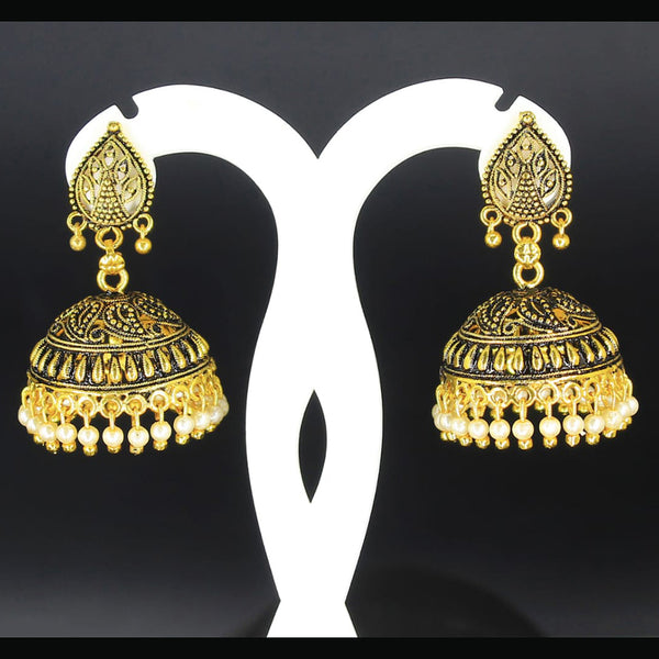 Mahavir Gold Plated White Pearl Jhumki Earrings - AI JUMKHI 1639