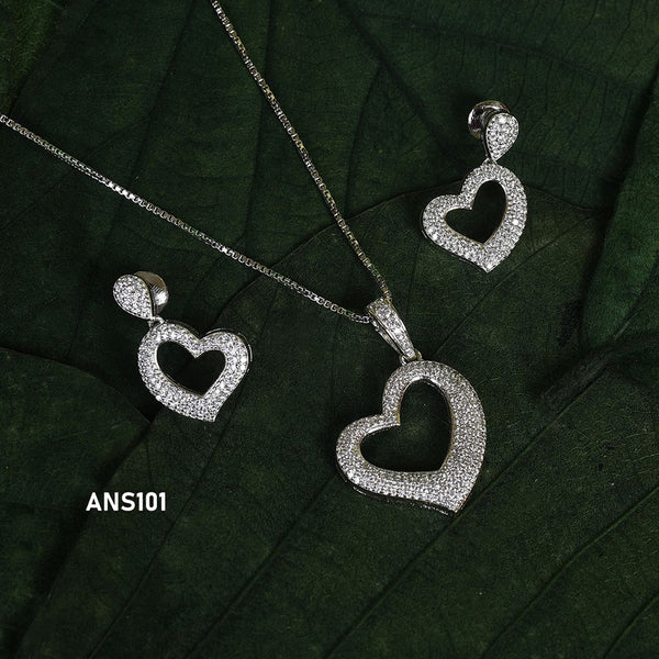 Ashtahnika AD Stone 925 Sterling Silver Pendant Set