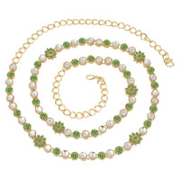 Etnico 18k Gold Plated Kundan & Stone Studded Kamarband/Waist Belly Chain for Women (B003P)