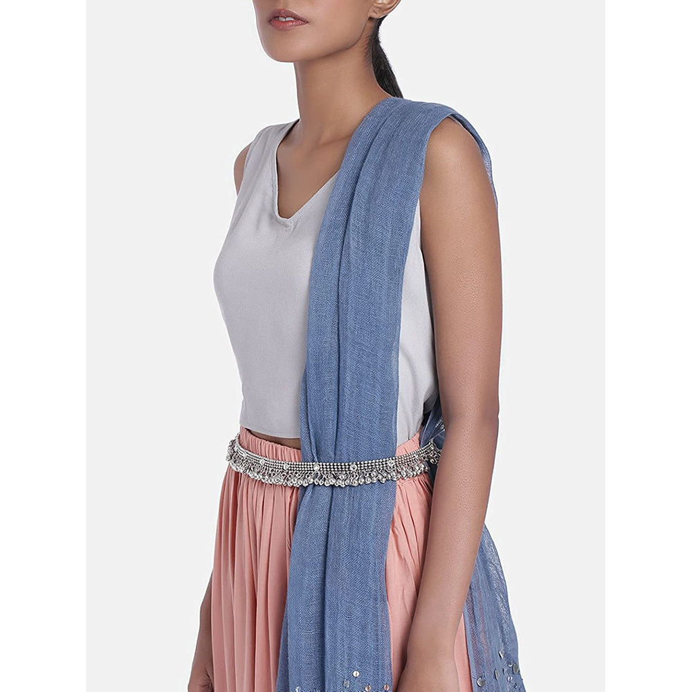 Etnico 18k Silver Oxidised Plated embellished with ghungroo Kamarband/Waist Belly Chain for Women (B023S)