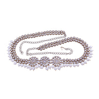 Etnico 18K Gold Plated Traditional Kundan & Pearl Studded Adjustable Kamarband/Belly Chain For Women/Girls (B033W)