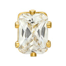 Mahi Gold Plated Rectangle White Earrings Black Crystal Piercing Mens Earrings (BB1101008GWhi)