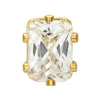 Mahi Gold Plated Rectangle White Earrings Black Crystal Piercing Mens Earrings (BB1101008GWhi)