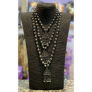 Blythediva Oxidised Plated Pack Of 3 Three  Line Long Necklace Set
