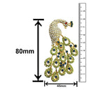 Mahi Gold Plated Plated Green Crystal Studed Peacock Brooch For Women
