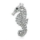 Mahi Rhodium Plated Gleaming Crystal Sea Horse Unisex Lapel Pin