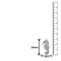 Mahi Rhodium Plated Gleaming Crystal Sea Horse Unisex Lapel Pin