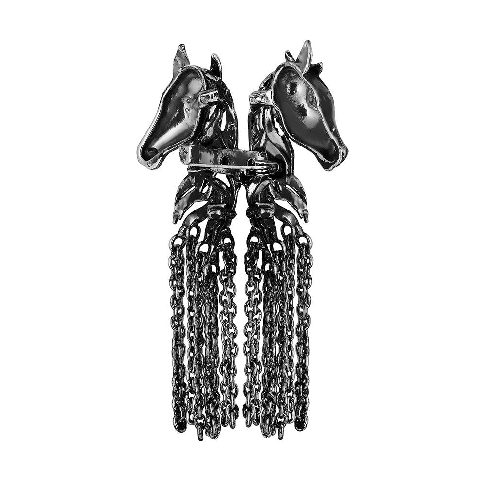 Mahi Antique Rosegold Plated Dual Horse Shaped Tassel Chain Sherwani Brooch for Men (BP1101095R)