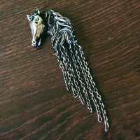 Mahi Antique Rosegold Plated Horse Shaped Tassel Chain Sherwani Brooch Pin for Men (BP1101096R)