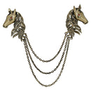 Mahi Antique Gold Plated Dual Horse Shaped Tassel Chain Sherwani Brooch for Men (BP1101098G)