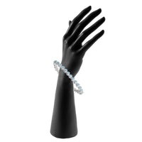 Mahi Rhodium Plated Tiny Blue Hearts Bracelet With Crystals For Women