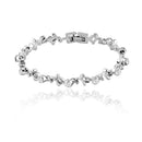 Mahi Rhodium Plated Flower Garland Bracelet With Crystal For Women
