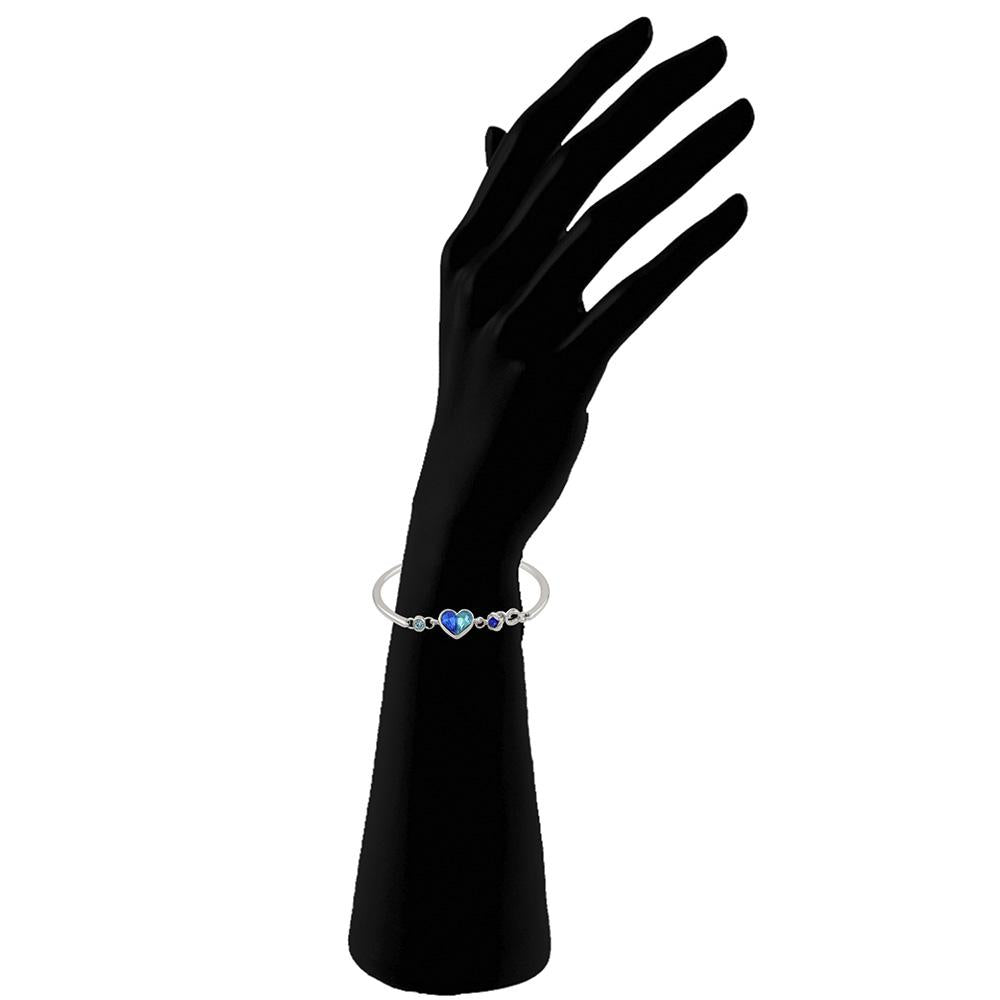 Mahi Dual Tone Crystal Adjustable Heart Bracelet