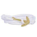 Mahi Anchor In Loop Gold Plated Adjustable White Rope Style Unisex Bracelet