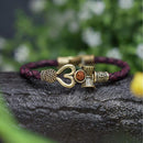 Mahi Rudraksh Trishul Damroo Leather Kadas Bracelet Cuff for Men (BR1100427G)