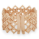 Mahi Squarish Rose Gold Plated Cuff Kada Bracelet with Pink Crystals for Women (BR1100442Z)