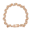 Mahi Rose Gold Plated Floral and Leaves Bracelet with Crystal for Women (BR1100455ZWhi)