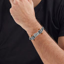 Mahi Silver Oxidised Plated Shiv and Trishul Rudraksha Bracelet Kada for Mens (BR1100483R)