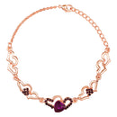 Mahi Valentine Special Lovely Purple Heart Link Bracelet with Glittering Crystal stones for Girls (BR1100485ZPur)