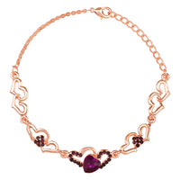 Mahi Valentine Special Lovely Purple Heart Link Bracelet with Glittering Crystal stones for Girls (BR1100485ZPur)