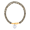 Mahi Dual Chain Heart Charm Mangalsutra Bracelet with Beads for Women (BR1100491M)
