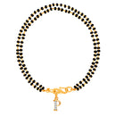 Mahi Dual Chain 'P' Alphabet Initial Mangalsutra Bracelet with Beads and Cubic Zirconia for Women (BR1100498G)