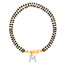 Mahi Dual Chain 'M' Alphabet Initial Mangalsutra Bracelet with Beads and Cubic Zirconia for Women (BR1100499G)