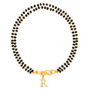 Mahi Dual Chain 'R' Alphabet Initial Mangalsutra Bracelet with Beads and Cubic Zirconia for Women (BR1100802G)