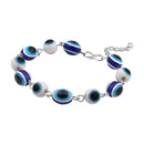 Mahi Rhodium Plated Evil Eye Beaded Adjustable Link Unisex Bracelet (BR1101027R)