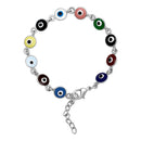 Mahi Rhodium Plated Multicolor Meenakari Work Evil Eye Unisex Nazariya Bracelet (BR1101034RMul)