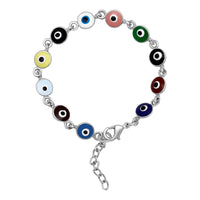 Mahi Rhodium Plated Multicolor Meenakari Work Evil Eye Unisex Nazariya Bracelet (BR1101034RMul)