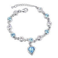 Mahi Valantines Gift Blue Heart Crystal Bracelet