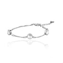 Mahi Rhodium Plated Solitaire Charm Bracelet Made With Swarovski