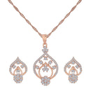 Etnico 18k Rose Gold Plated Glittering American Diamond CZ Zircon Chain Pendent Necklace Set for Women & Girls (CH42RG)