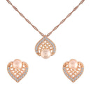 Etnico 18k Rose Gold Plated Glittering Cubic Zirconia Designer Chain Pendent Necklace Jewellery Set for Women & Girls (CH50RG)