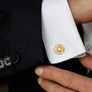 Mahi Gold Plated Golden Shadow Round Cufflink