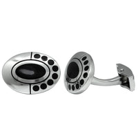 Mahi Rhodium Plated Oval Designer Cufflink