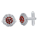 Mahi Solitaire Red Crystals Silver Plated Cufflink for Mens and Boys (CL1100540RRed)