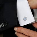 Mahi Solitaire Blue Crystal Silver Plated Cufflink for Mens and Boys (CL1100541RBlu)