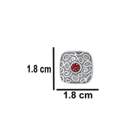 Mahi Solitaire Pink Crystal Silver Plated Squarish Cufflink for Mens and Boys (CL1100543R)