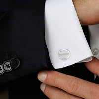 Mahi Rhodium Plated Plain Round Gilt Cufflink